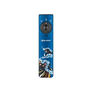 Olight Arkfeld Pro ブルー猫犬イラスト入りLEDライト、UVライトとレーザーポインター機能付き、ペットのケアや日常使いに最適な正面フラットライト