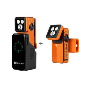 Olight Oclip 2 Ultra オレンジの充電ケース付きクリップライト、角度調整可能なLEDライトとマグネットクリップを搭載したアウトドア・防災用の超小型ハンディライト