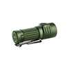 Olight Baton Turbo グリーン LED懐中電灯。滑り止めローレット加工とポケットクリップ付きのコンパクトなボディで、アウトドアや防災、日常の携帯（EDC）に最適なサイドビュー画像。