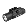 Olight ブラック PL Turbo タクティカルライト、サイドビュー、ロック/アンロックメカニズムとレールマウント付き、戦術的用途に最適