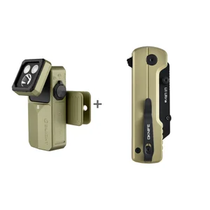 Olight ODグリーンのOclip 2 UltraクリップライトとU1 Ultraユーティリティナイフのセット。角度調整可能なLEDライトとポケットクリップ付きマルチツールの、アウトドアや日常携帯（EDC）に最適な防災・作業用ギア。