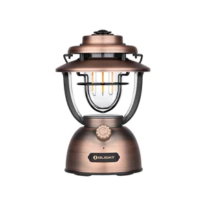 Olightのアンティーク銅調LEDランタン Olantern Classic 2 Pro 正面デザイン 充電式・無段階調光でキャンプや防災、レトロなインテリア照明に最適