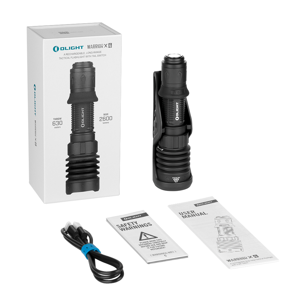 Warrior X 4 タクティカル懐中電灯 2600ルーメン 高輝度 LEDライト
