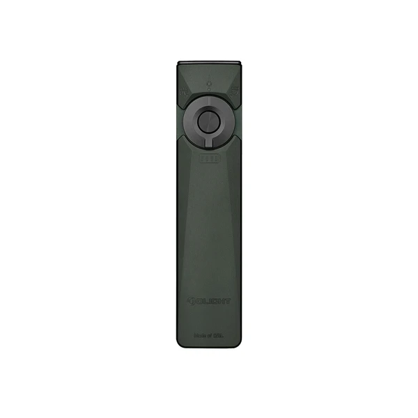 Olight Arkfeld Ultra 深緑の多機能懐中電灯、正面図、UVライトと白色光、LED表示付き、日常の照明に最適
