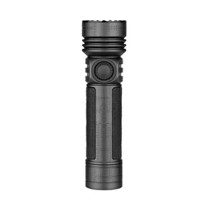 Olight Seeker 4 Pro ブラック LED懐中電灯 滑り止めシリコンハーフスリーブと回転ダイヤルスイッチを備えた正面デザイン アウトドアや防災用の高輝度フラッシュライト