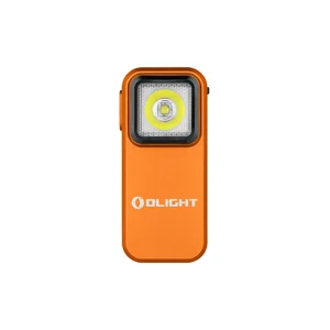 オレンジ色のOlight懐中電灯、長方形の平らなLEDライト。