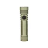 Olight Seeker Ultra カーキグリーン強力LED懐中電灯の正面外観、滑り止めグリップとロータリースイッチ付き、アウトドアや災害対策用防災ライト