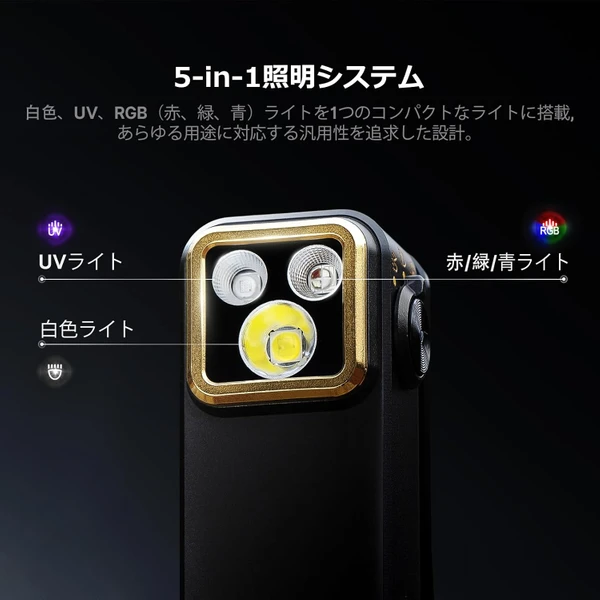 Oclip Pro S クリップ式懐中電灯 5in1 多機能 LEDライト 600ルーメン
