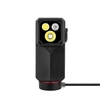 Olight Oclip 2 Ultra ブラック クリップライト 正面図 3つのLED光源と充電用ケーブル接続部付き 防災・アウトドア用の小型懐中電灯