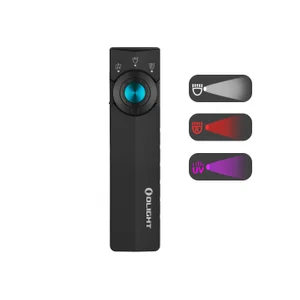 Olight ArkProブラックのデュアル充電方法を示す製品写真。