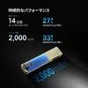 Olight ArkPro Ultra ゴールド EDCライトの大容量2000mAhバッテリーと最大14日間連続点灯を説明する製品機能紹介画像