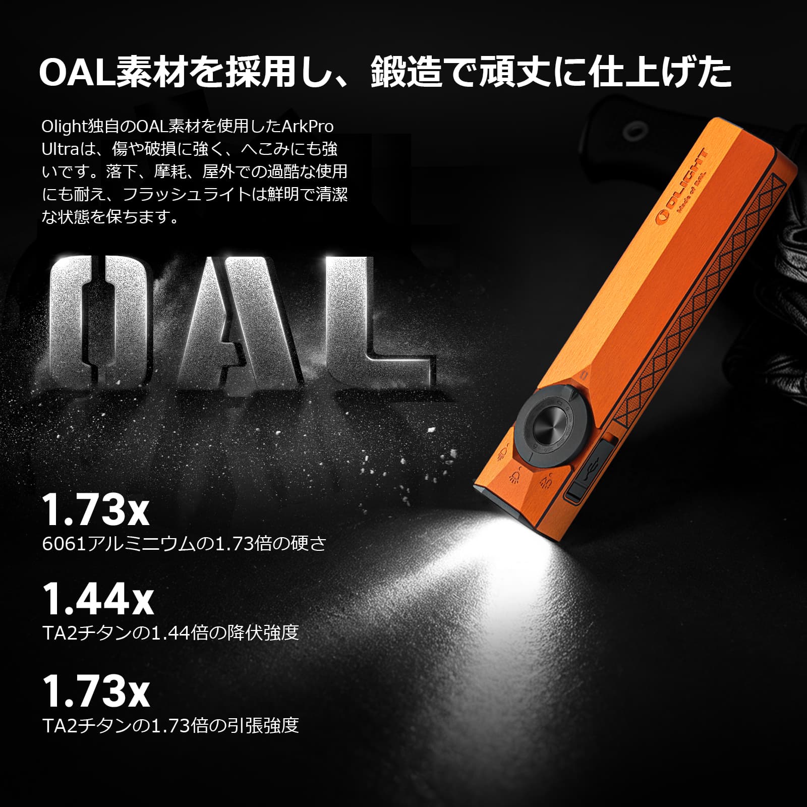 ArkPro フラッシュライト 多機能 薄型EDCライト UVレーザー搭載 OLIGHT