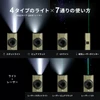Olightの多機能LEDライトArkProが放つスポットライト、ピュアフラッド、UVライト、グリーンレーザーなど、防災やアウトドアに最適な4タイプの光源と7通りの照射モード機能紹介画像
