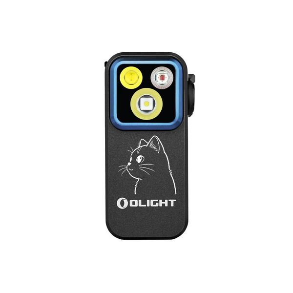 Olight ブラック Oclip Pro 猫のイラスト入り多機能クリップライト、EDCや作業用に最適