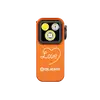 OlightオレンジのOclip Pro、フロントビュー。Loveの文字が入った多機能ライトで、日常使いに便利です。