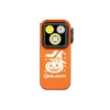 Olightのハロウィン限定オレンジOclip Proクリップライト。正面から見た3つのLED光源とカボチャやコウモリのイラストが特徴で、夜間照明やアウトドア、EDC防災グッズに最適です。