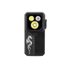 Olight Oclip 2 Ultra ブラック クリップライト 正面図 白い龍のロゴと3つのLED光源を備えたアウトドアや夜間散歩用の超小型防災懐中電灯
