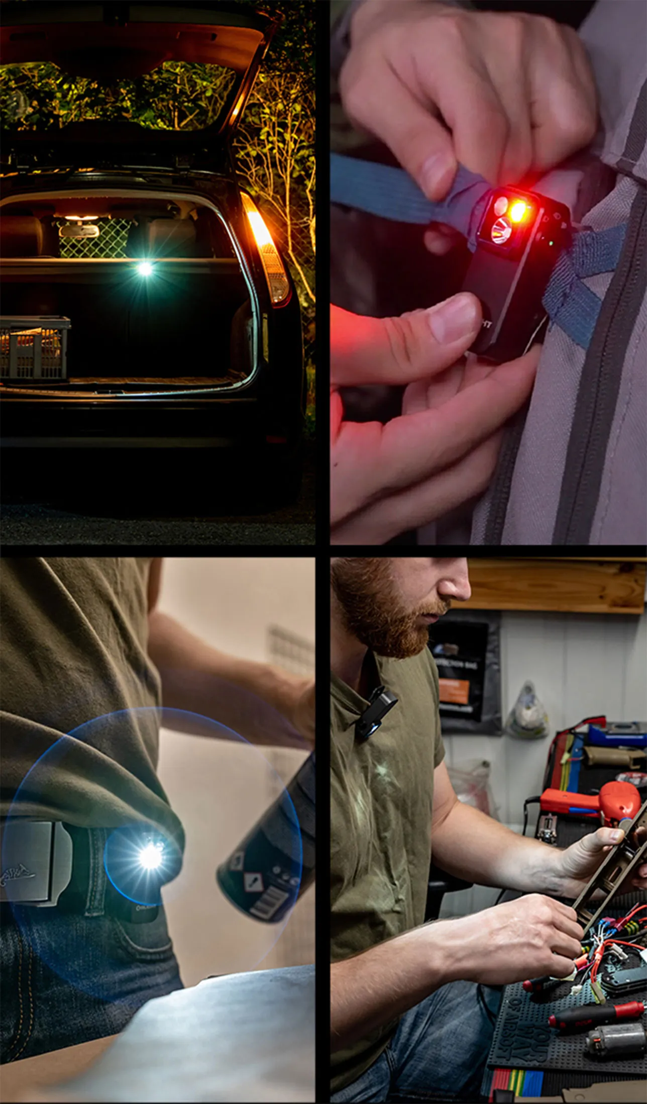 Oclip Pro LEDクリップライト ランニング 作業用 小型強力ライト 3つの