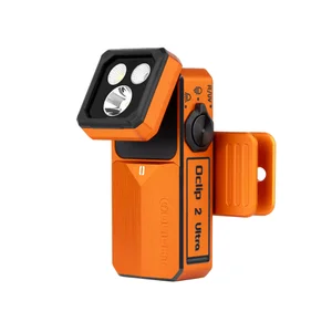 Olight Oclip 2 Ultra オレンジ色の超小型LEDクリップライト 角度調整可能なライトヘッドと背面クリップ付きのアウトドアや日常使いに便利なフラッシュライト