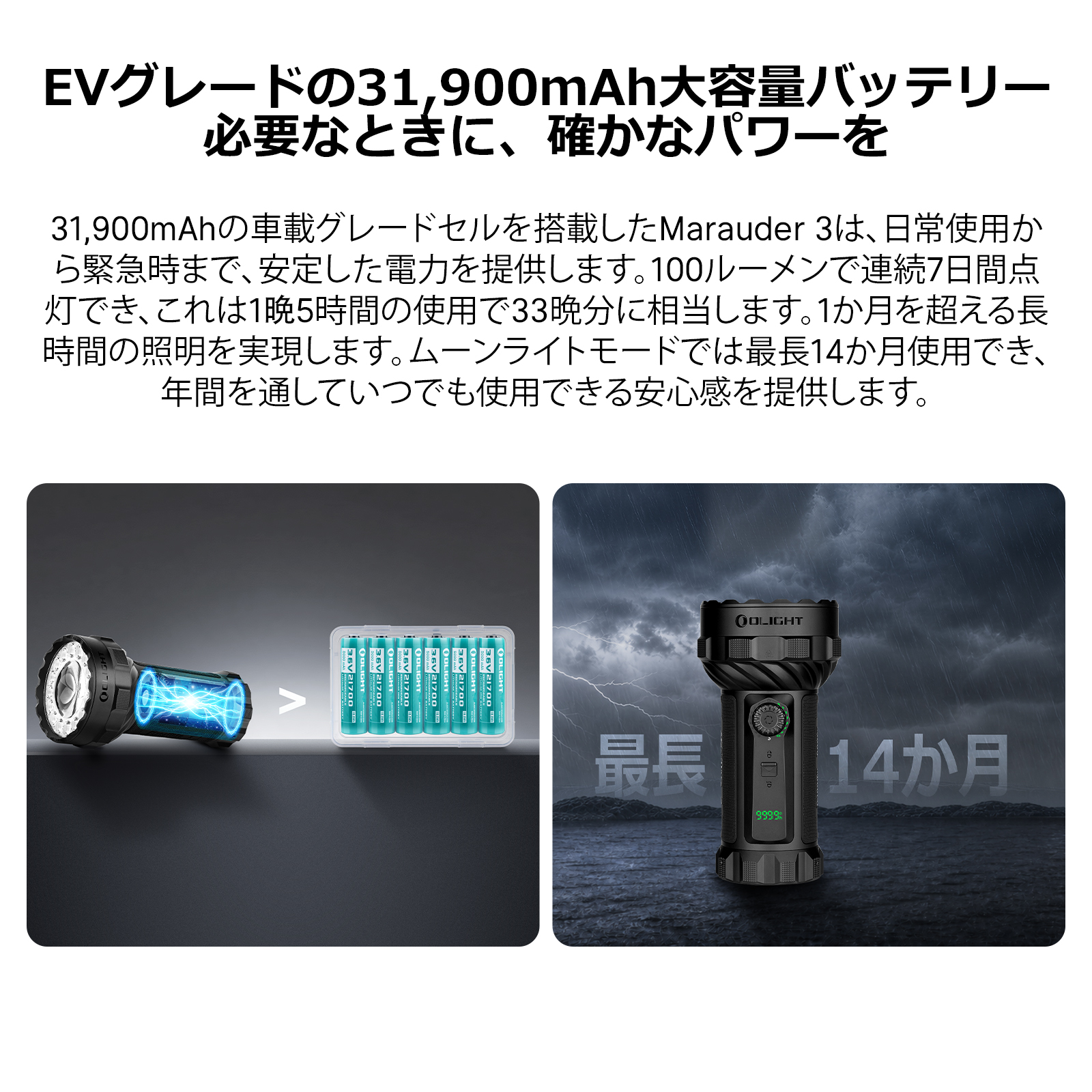 OLIGHT Marauder 3 LED懐中電灯 25000ルーメン 強力フラッシュライト
