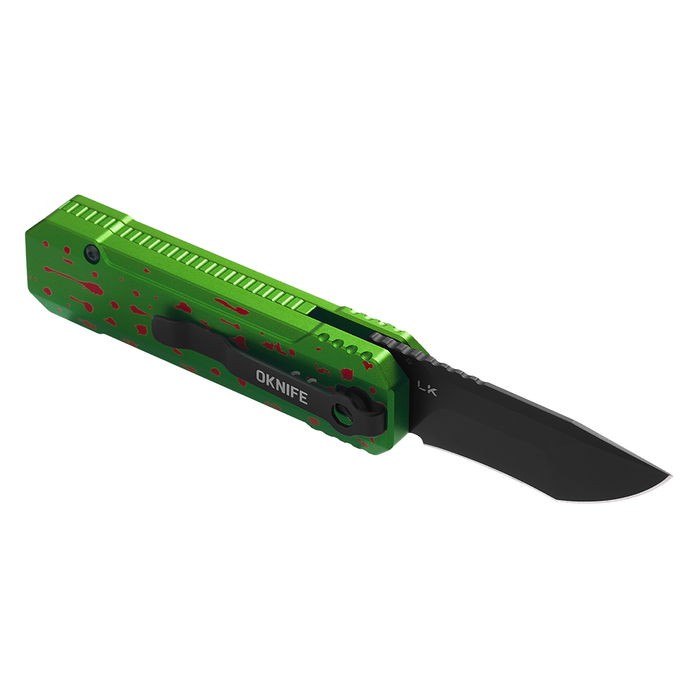 OKNIFE LK 折りたたみナイフ LEDライト付き D2鋼 2-in-1 ゾンビ
