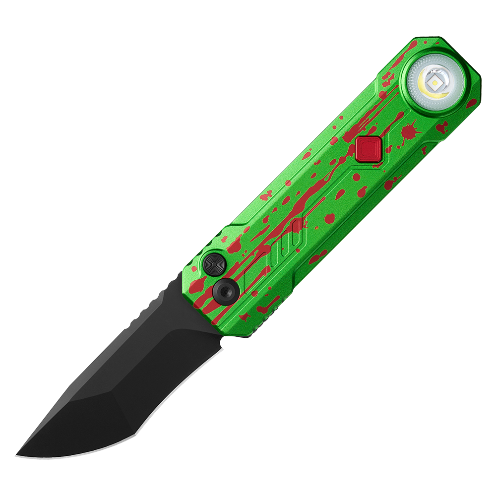 OKNIFE LK 折りたたみナイフ LEDライト付き D2鋼 2-in-1 ゾンビ