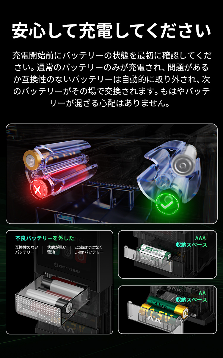 オーライト olight Ostation 2 Pro+充電池 セット Ostation 2 Pro 3-in-1 スマート充電器 単3 単4 ニッケル水素 リチウム