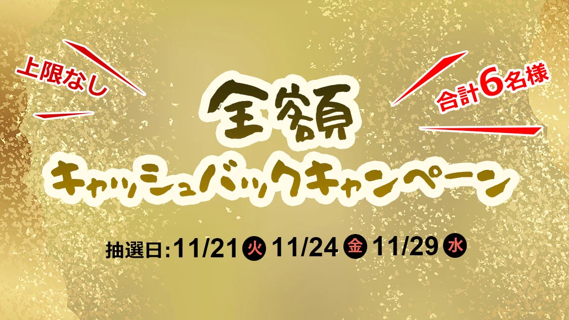 【終了】ご購入金額 全額キャッシュバックキャンペーン