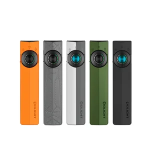 Olight ArkPro Ultra グレーのフロントビュー。調節可能な回転式スイッチとUVライトを搭載し、多用途な日常使いに最適です。