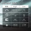 Javelot Miniのスペック表、高/低モードのルーメン、持続時間、メートル、カンテラを表示。
